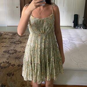 Floral flowy sage mini dress